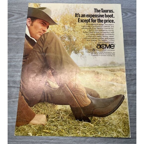 Nocona Boots Vintage Print Ad 1970s Western Cowboy Rancher Texas - Picture 3 of 6